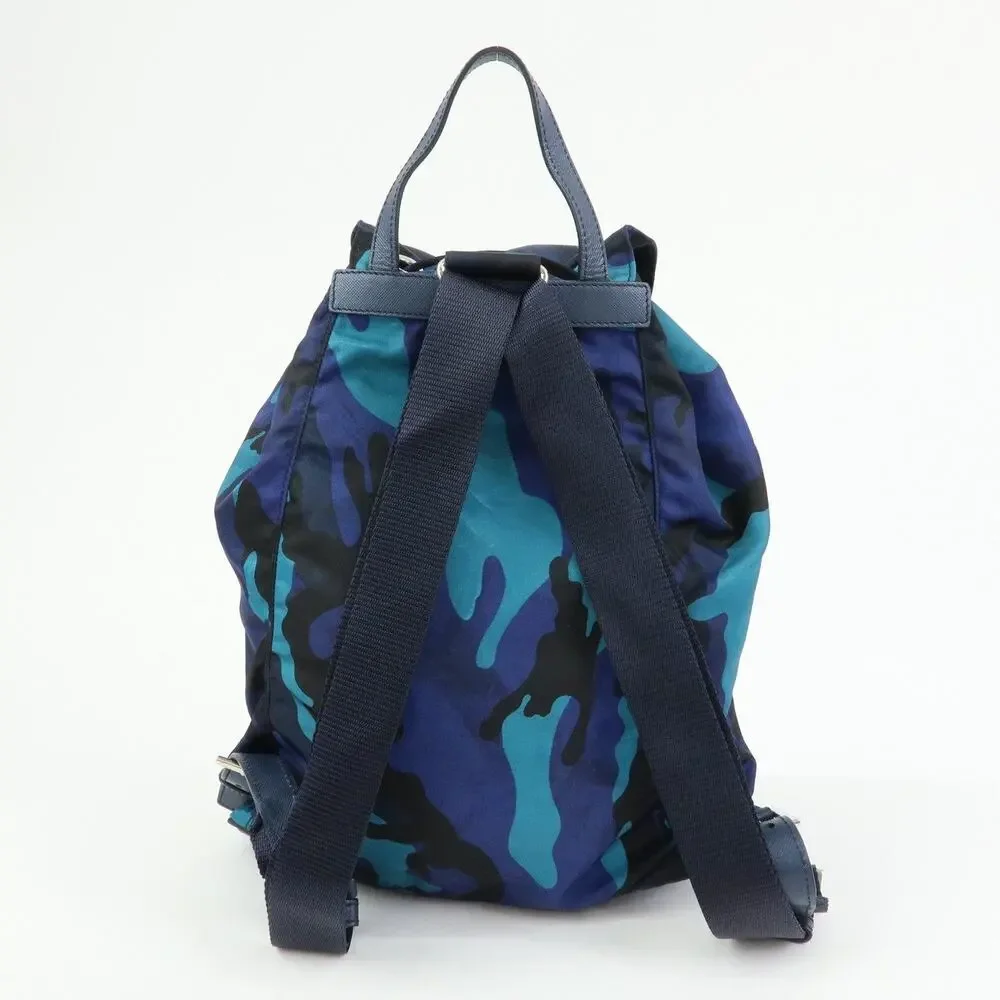Prada Triangle Logo Nylon Backpack Blue